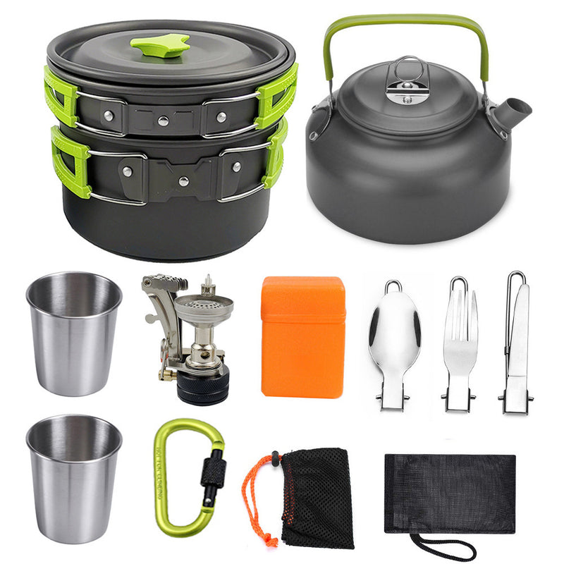 Camping Cookware Kit Outdoor Cooking Set Aluminum Equipment Outdoor Pot Travel Tableware Kitchen Hiking Picnic BBQ 5714049465615