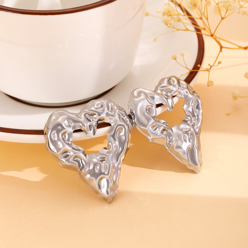 New Pleated Lava Hollow Heart-shaped Earrings Personality Exaggerated Love Earrings For Women Valentine's Day Jewelry 5a7ce0ab-29ea-412e-9a08-e6b98131e7da
