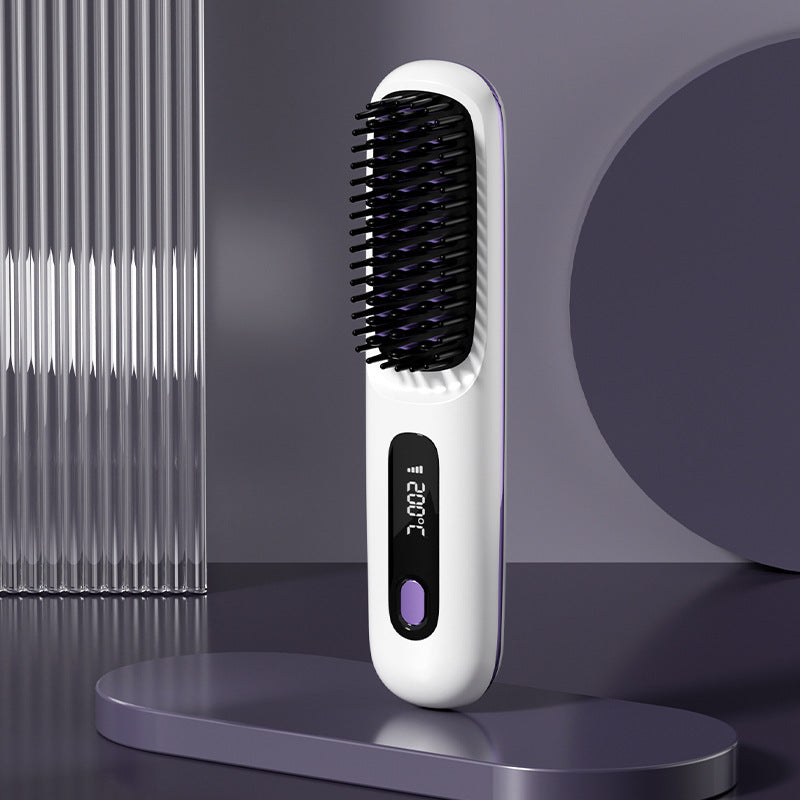 2 In 1 Straight Hair Comb Wireless Hair Straightener Brush Hair Fast Heating Portable Hot Curler USB Charging 5aa3158c-86a3-405c-acc4-acb83e44e23a