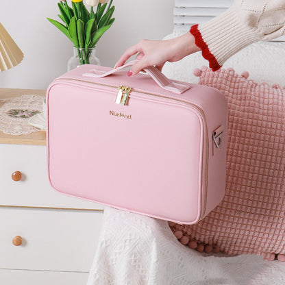 Smart LED Cosmetic Case With Mirror Cosmetic Bag Large Capacity Fashion Portable Storage Bag Travel Makeup Bags - NOMAN STORE LLC