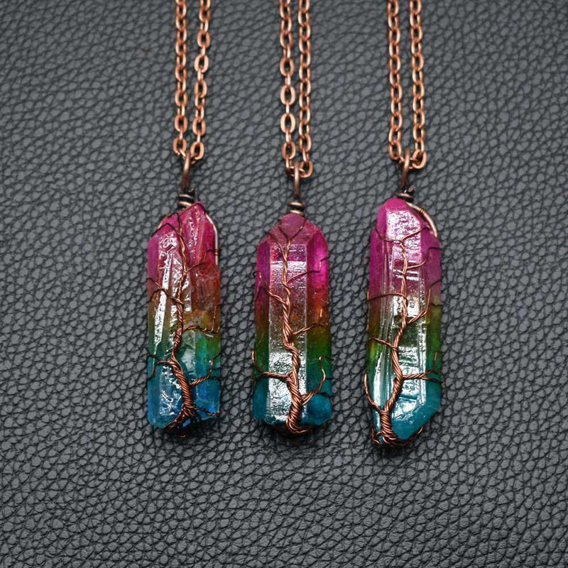 Hot Selling Stone Crystal Pillar Tree Of Life Pendant Ins Fashion Necklace 5e337fb8-d12e-4622-915a-96a20aedaafd