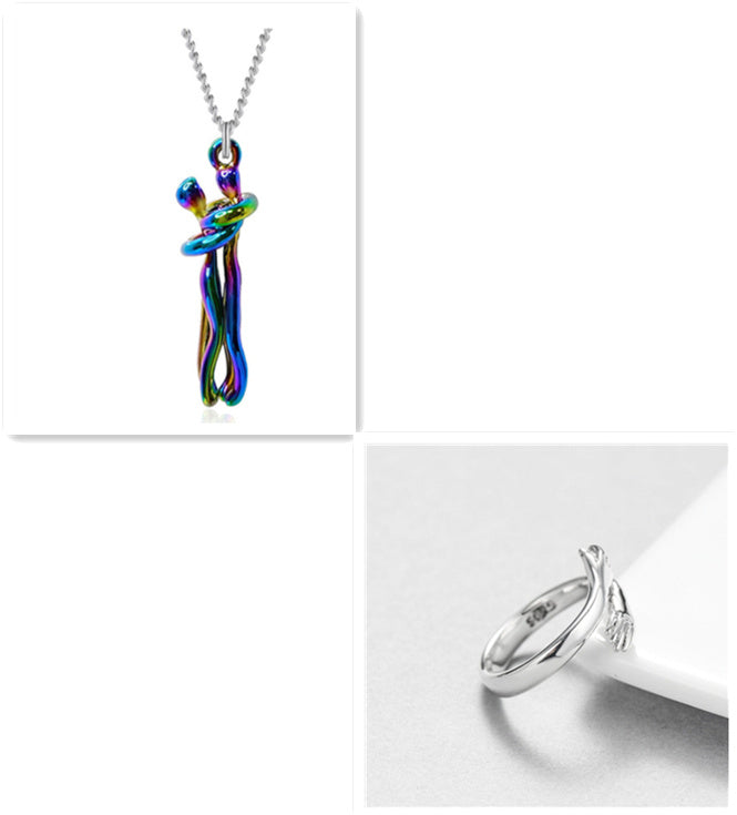 Love Hug Necklace Unisex Men Women Couple Jewelry Simple Temperament Clavicle Chain Valentines Day Lover Gift 5f31ffeb-16c2-4f48-9787-80ae85c287e7