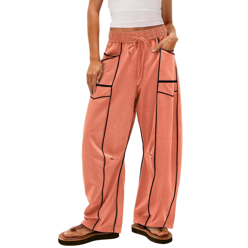 Y2K Black Striped Wide-leg Pants With Pockets Fashion Loose Drawstring Trousers Sports Sweatpants Women's Clothing 6150f83d-ed37-4766-b82e-d54bb2ebf3f9