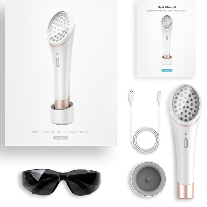 Acne Light Therapy Xpreen Wireless Rechargeable Light Acne Treatment Device Acne Clearing Eraser with Blue Light and Red Light 621844041293