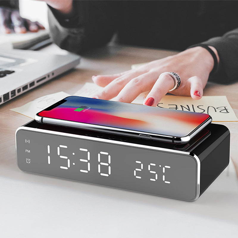 LED Electric Alarm Clock With Wireless Charger Desktop Digital Despertador Thermometer Clock HD Mirror Clock Watch Table Decor 62e523a2-b0d7-4287-9627-9b2818658002