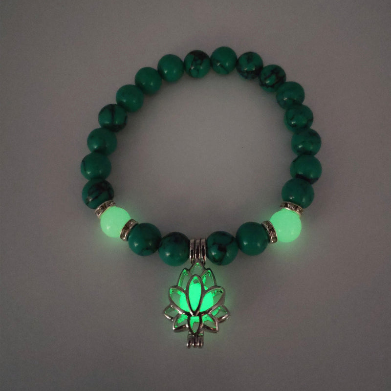 Energy Luminous Lotus Natural Stone Bracelet Yoga Healing Luminous Glow In The Dark Charm Beads Bracelet For Men Women Prayer Buddhism 631096877383
