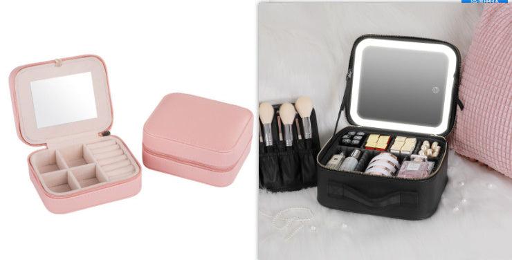 Smart LED Cosmetic Case With Mirror Cosmetic Bag Large Capacity Fashion Portable Storage Bag Travel Makeup Bags - NOMAN STORE LLC