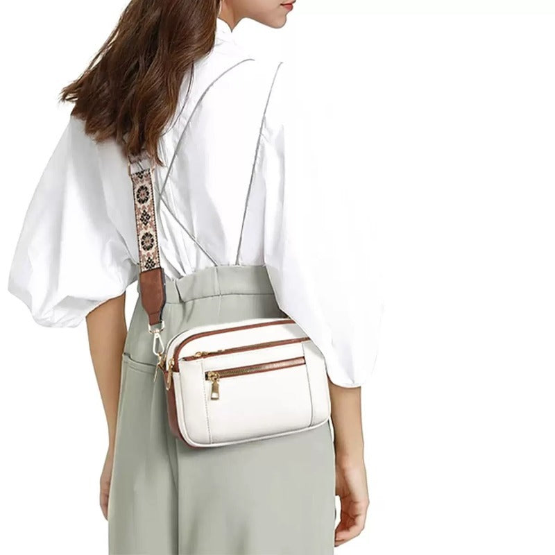 Ladies' Small Square Bag Two-tone Leather Crossbody Bag Large-capacity PU Crossbody Wallet Multi-functional For Women's Bag 6401a664-313b-4ebb-bcd6-b0af91850831