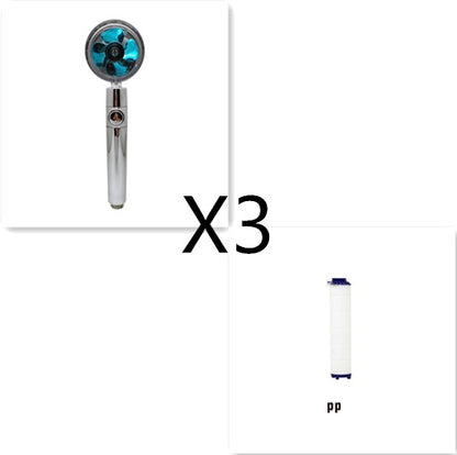 Shower Head Water Saving Flow 360 Degrees Rotating With Small Fan ABS Rain High Pressure Spray Nozzle Bathroom Accessories - NOMAN STORE LLC