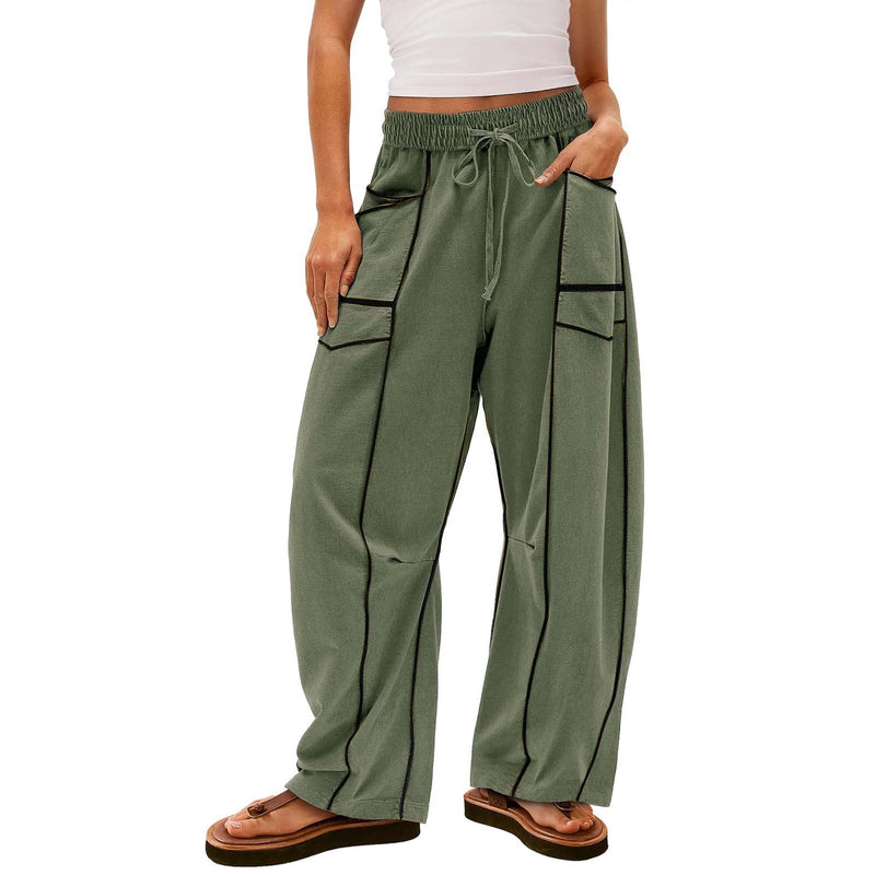 Y2K Black Striped Wide-leg Pants With Pockets Fashion Loose Drawstring Trousers Sports Sweatpants Women's Clothing 66521a24-8169-41fa-82db-e00e70ad9a06