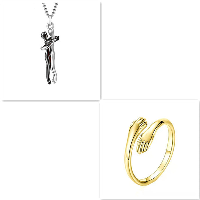 Love Hug Necklace Unisex Men Women Couple Jewelry Simple Temperament Clavicle Chain Valentines Day Lover Gift 66620cbd-74bf-499a-a942-5c3bbe02bfbc