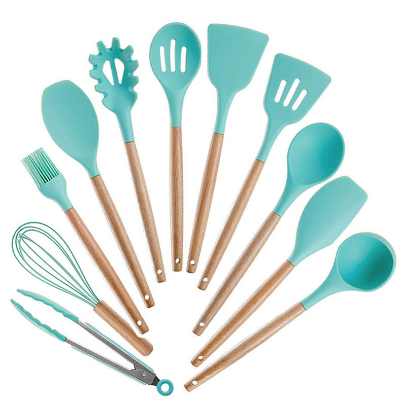 Silicone Kitchenware With Wooden Handle - NOMAN STORE LLC
