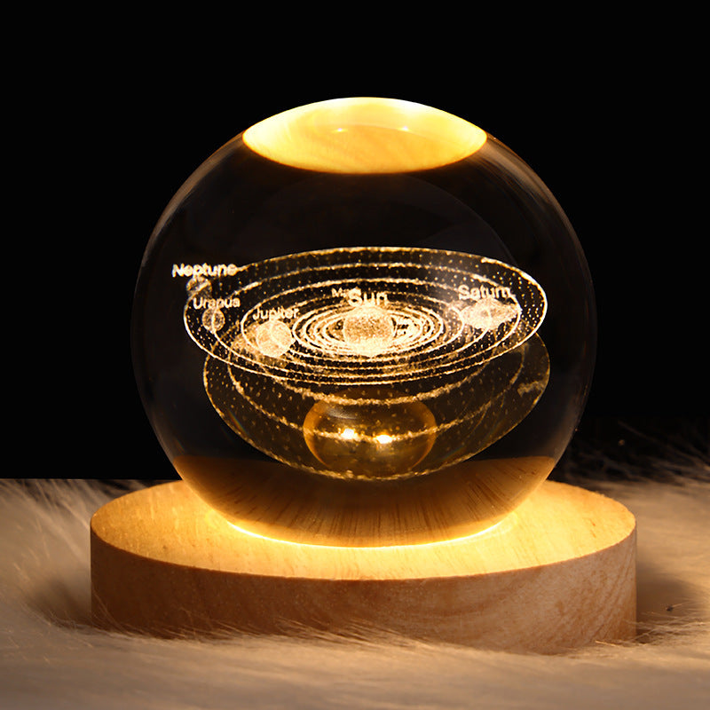 Luminous Starry Sky And Planets Moon Moon Crystal Ball Small Night Lamp Projection Ambience Light Creative Gift New Strange Gift - NOMAN STORE LLC