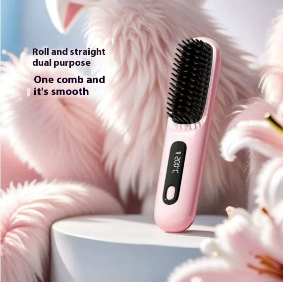2 In 1 Straight Hair Comb Wireless Hair Straightener Brush Hair Fast Heating Portable Hot Curler USB Charging 6cefbf44-a832-4688-b21d-323f6b8c83ba_trans