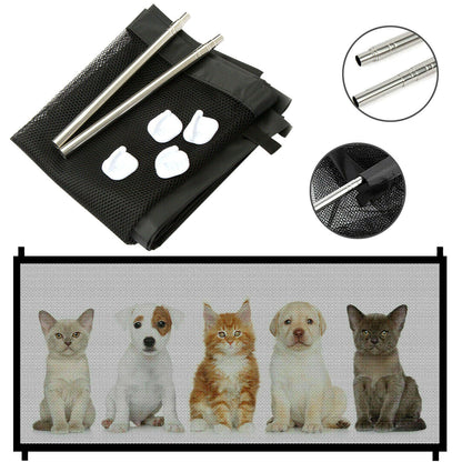 Pets Dog Cat Baby Safety Gate Mesh Fence Magic Portable Guard Net Stairs Doors - NOMAN STORE LLC