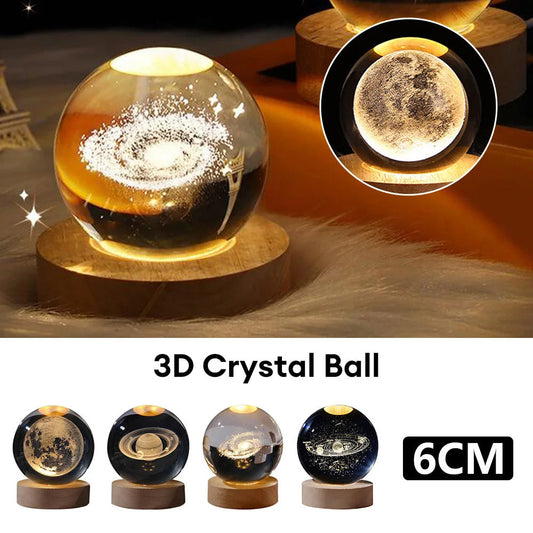 Luminous Starry Sky And Planets Moon Moon Crystal Ball Small Night Lamp Projection Ambience Light Creative Gift New Strange Gift - NOMAN STORE LLC