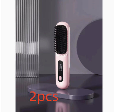 2 In 1 Straight Hair Comb Wireless Hair Straightener Brush Hair Fast Heating Portable Hot Curler USB Charging 6e639b22-2a88-4bbf-8ba0-74dabf0a7de9