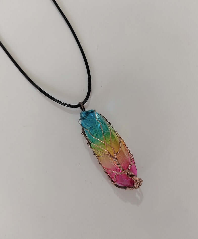 Hot Selling Stone Crystal Pillar Tree Of Life Pendant Ins Fashion Necklace 6f478c68-2cf0-4591-abf5-3ad55c142766