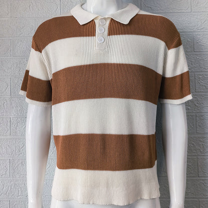 Mens Clothing Summer Fashion Lapel Sweater Short Sleeve Men Clothing Men Wears - NOMAN STORE LLC