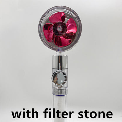 Shower Head Water Saving Flow 360 Degrees Rotating With Small Fan ABS Rain High Pressure Spray Nozzle Bathroom Accessories - NOMAN STORE LLC