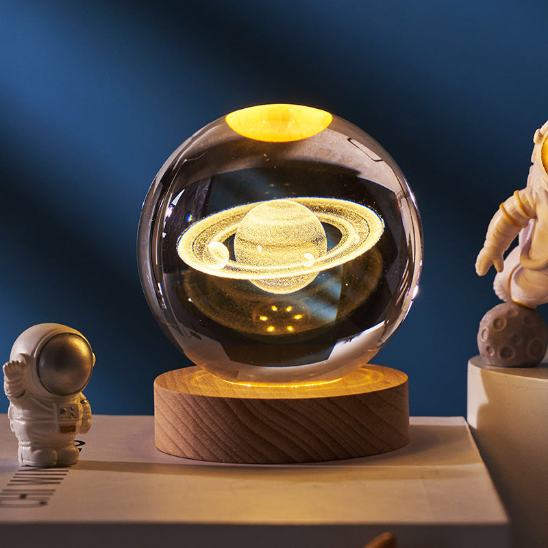 Luminous Starry Sky And Planets Moon Moon Crystal Ball Small Night Lamp Projection Ambience Light Creative Gift New Strange Gift - NOMAN STORE LLC