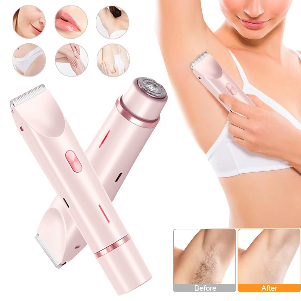 2 In 1 Hair Remover Women's Double Head Shaver Private Pubic Hair Trimmer Electric Razor Wet Dry Electric Body Hair - NOMAN STORE LLC