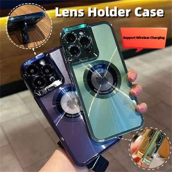 Electroplated Phone Case Luxury Plating CD Pattern Magsafe Bracket Case For 12 13 14 Pro Max Invisible Camera Stand Holder Lens Holder Magnetic Suction 7185582c-a0c7-4fab-a652-9b53a34e316b