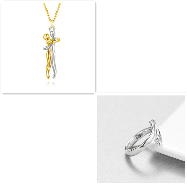 Love Hug Necklace Unisex Men Women Couple Jewelry Simple Temperament Clavicle Chain Valentines Day Lover Gift 722e4379-bff2-403a-b006-a3336f29aa57