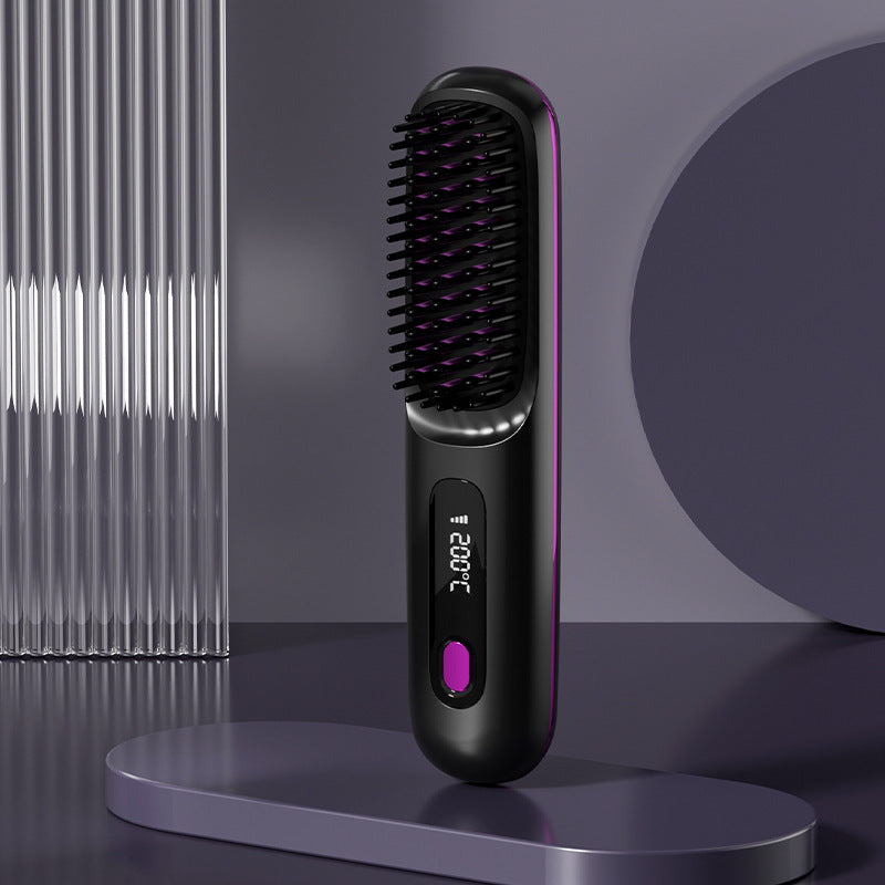 2 In 1 Straight Hair Comb Wireless Hair Straightener Brush Hair Fast Heating Portable Hot Curler USB Charging 7318f4d0-9c5b-4969-93bb-12f77abc885c