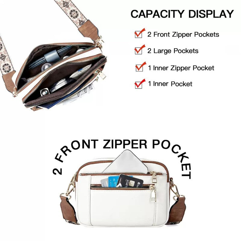 Ladies' Small Square Bag Two-tone Leather Crossbody Bag Large-capacity PU Crossbody Wallet Multi-functional For Women's Bag 7499175a-5745-4a1f-96c9-78840fbec621