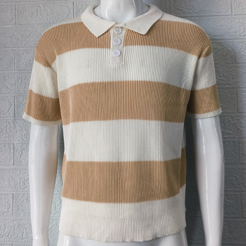 Mens Clothing Summer Fashion Lapel Sweater Short Sleeve Men Clothing Men Wears - NOMAN STORE LLC