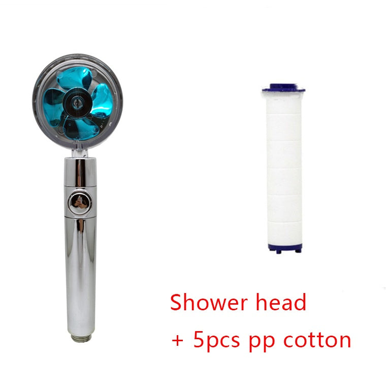 Shower Head Water Saving Flow 360 Degrees Rotating With Small Fan ABS Rain High Pressure Spray Nozzle Bathroom Accessories - NOMAN STORE LLC
