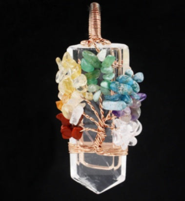 Crystal Column Tree Of Life Winding Pendant Necklace - NOMAN STORE LLC