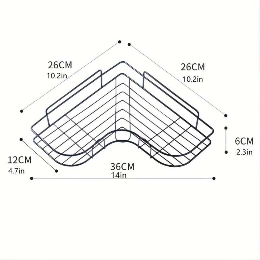 1pc Wall Mounted Bathroom Shelf, Shower Caddy Rack, No Punching Triangle Storage Rack For Bathroom Kitchen, Bathroom Accessories - NOMAN STORE LLC