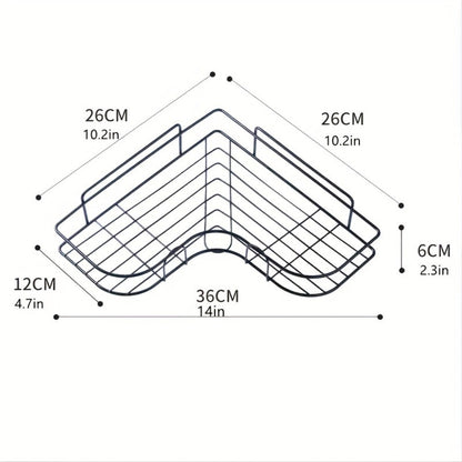 1pc Wall Mounted Bathroom Shelf, Shower Caddy Rack, No Punching Triangle Storage Rack For Bathroom Kitchen, Bathroom Accessories - NOMAN STORE LLC