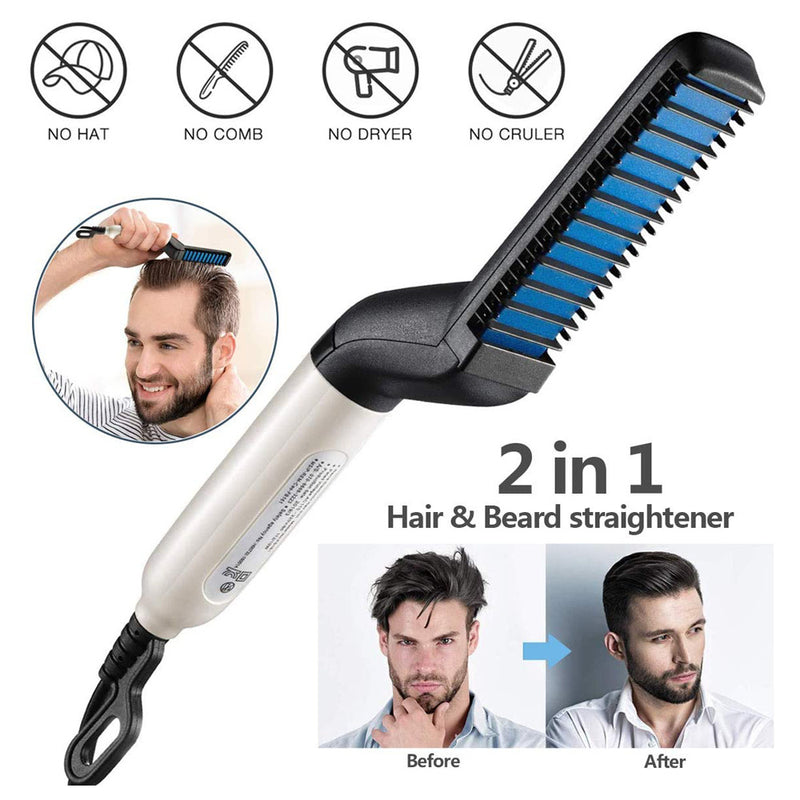 Electric Hair Straightener Brush,Men Quick Beard Straightener Styler Comb,Hair Straightening,Curly Hair Straightening Comb,Side Hair Detangling,Multifunctional Hair Curling Curler 7b5df0a0-7a8a-411e-aa18-2c06d06a2eb7
