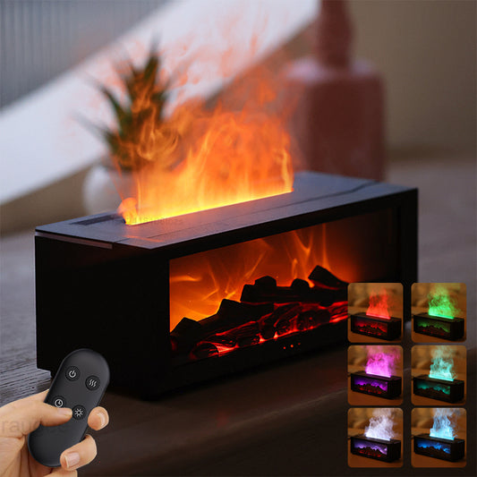 New Flame Aromatherapy Machine Colorful Essential Oil Diffuser Home Large Fog Volume Flame Humidifier 3D Flame Fireplace Machine - NOMAN STORE LLC