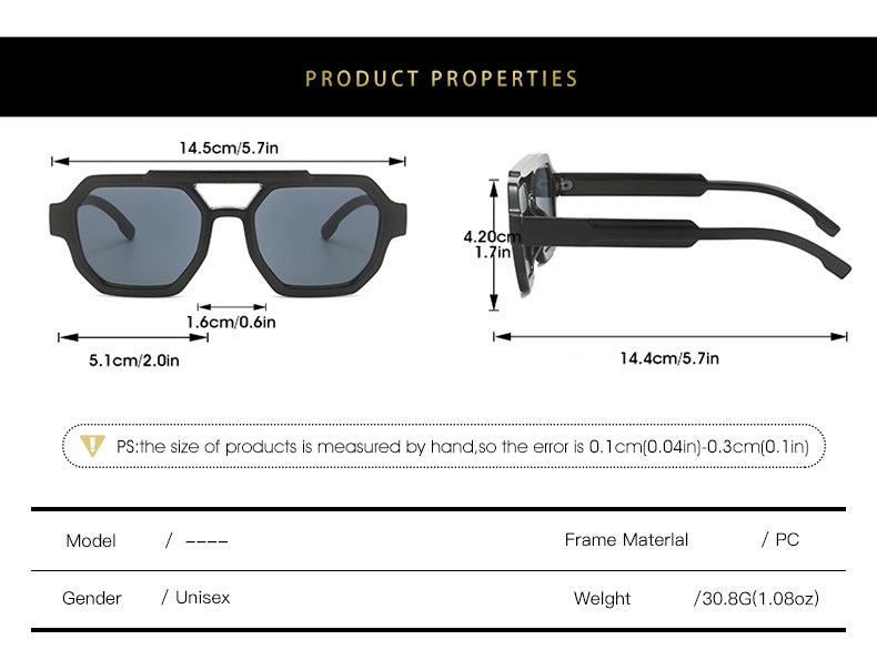 Polygon Double Beam Sunglasses Pilot Sunshade Sunglasses 7f336158-779d-44d5-9f0a-adeae052c58b