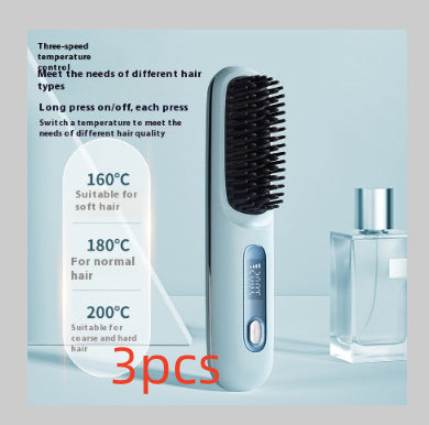 2 In 1 Straight Hair Comb Wireless Hair Straightener Brush Hair Fast Heating Portable Hot Curler USB Charging 80280d96-5884-4681-8fca-d193273140eb