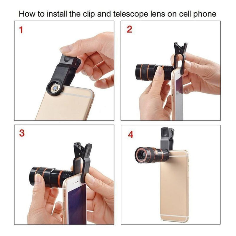 HD 8X Clip On Optical Zoom Telescope Camera Lens For Universal Mobile Cell Phone 8032ac6e-d584-4240-9e25-3eb880d8af04