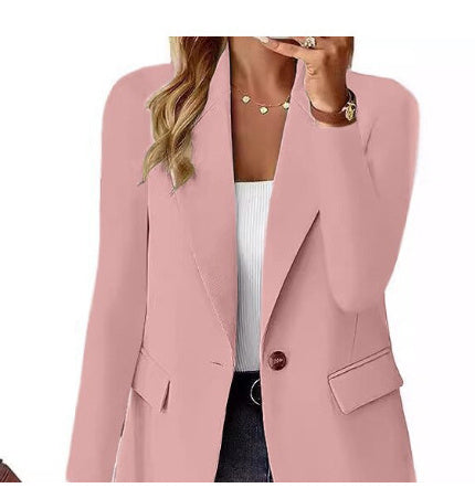 Ins Lapel Button Jacket Fashion Commuter Casual Suit Jacket Women's Long-sleeved Tops Outwear Clothing 84b15660-8502-4288-872e-ec583151fefd