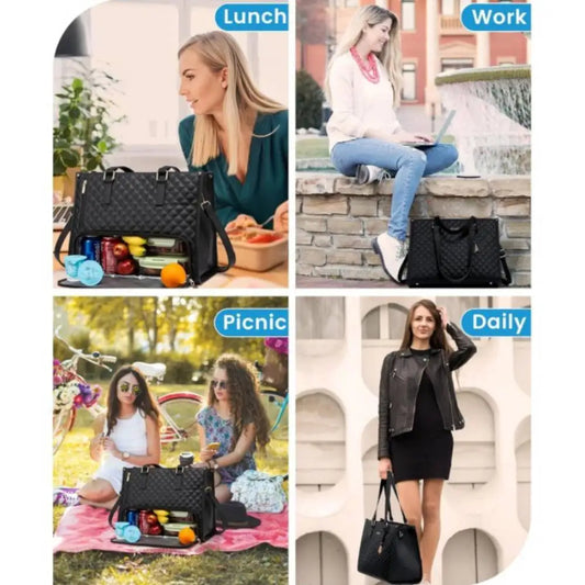 Convenient Commute New Lunch Bag Women's Insulated Lunch Box Women's Leak-proof Large Purse Diagonal Computer Storage - NOMAN STORE LLC