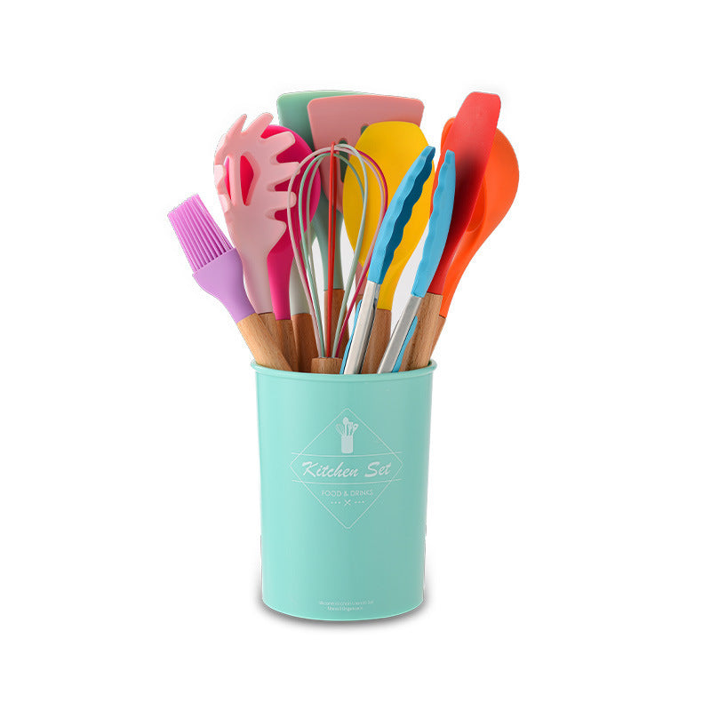 Silicone Kitchenware With Wooden Handle - NOMAN STORE LLC