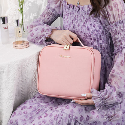 Smart LED Cosmetic Case With Mirror Cosmetic Bag Large Capacity Fashion Portable Storage Bag Travel Makeup Bags - NOMAN STORE LLC