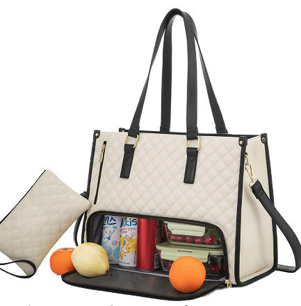 Fashionable Lunch Tote Bag Women's Thermal Insulation Lunch Box Leak-proof Crossbody Computer Storage Bag Quilted Large Capacity Handbag With Purse 8694e701-bdee-4bbb-a127-cebe6ecd65a0