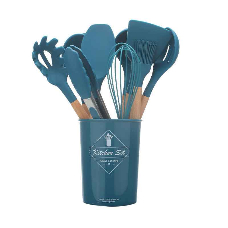 Silicone Kitchenware With Wooden Handle - NOMAN STORE LLC