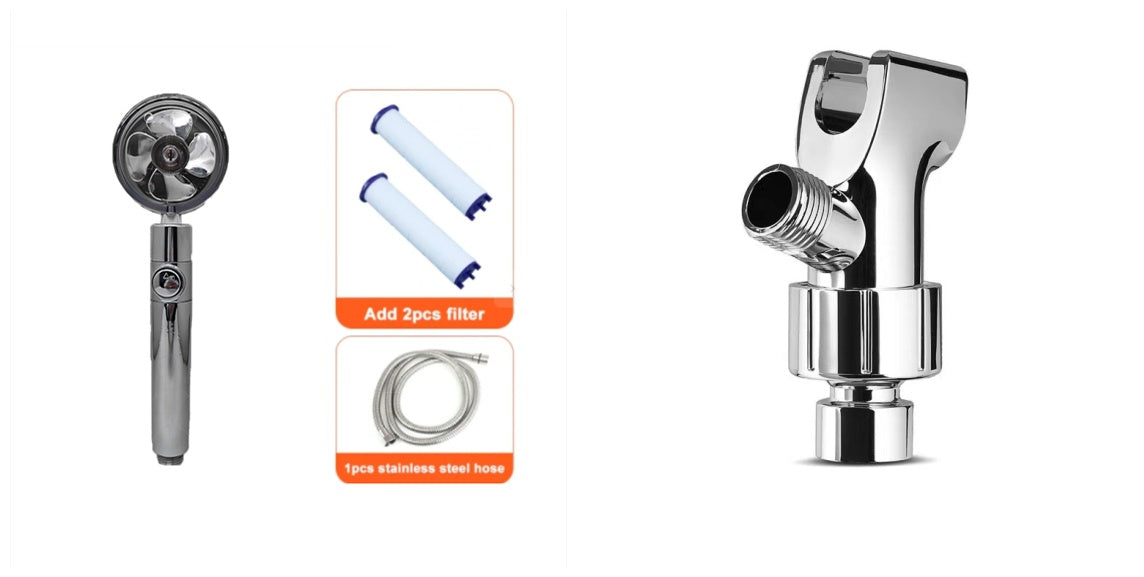 Shower Head Water Saving Flow 360 Degrees Rotating With Small Fan ABS Rain High Pressure Spray Nozzle Bathroom Accessories 897abbd4-52f3-42a9-b0f1-4c233dbe66d6