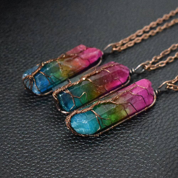 Hot Selling Stone Crystal Pillar Tree Of Life Pendant Ins Fashion Necklace 8d4af980-1734-45c0-b668-203bd561dd0f