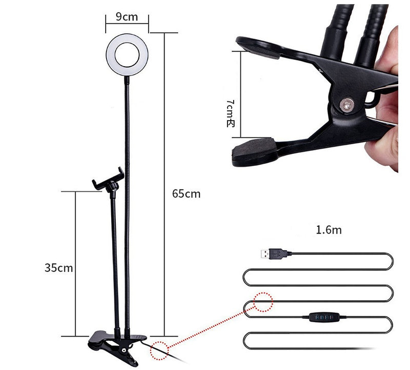 LED Selfie Ring Light for Live Adjustable Makeup Light-8cm Stand 909231473478