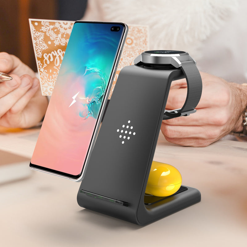 3 In 1 Fast Charging Station Wireless Charger Stand Wireless Quick Charge Dock For Phone Holder 973568360738